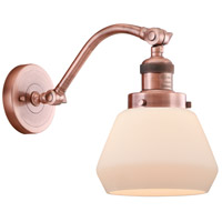 Innovations Lighting 515-1W-AC-G171-LED Franklin Restoration Fulton LED 7 inch Antique Copper Sconce Wall Light in Matte White Glass, Franklin Restoration photo thumbnail