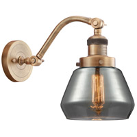 Innovations Lighting 515-1W-BB-G173-LED Franklin Restoration Fulton LED 7 inch Brushed Brass Sconce Wall Light in Plated Smoke Glass, Franklin Restoration photo thumbnail