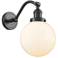 Innovations Lighting 515-1W-OB-G201-8-LED Franklin Restoration Large Beacon LED 8 inch Oil Rubbed Bronze Sconce Wall Light in Matte White Glass, Franklin Restoration thumb