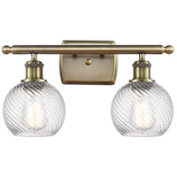 Innovations Lighting 516-2W-AB-G1214-6 Ballston Small Twisted Swirl 2 Light 16 inch Antique Brass Bath Vanity Light Wall Light in Incandescent, Small Athens, Twisted Swirl Glass, Ballston photo thumbnail