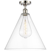 Innovations Lighting 516-1C-PN-GBC-162-LED Ballston Cone LED 16 inch Polished Nickel Semi-Flush Mount Ceiling Light in Clear Glass thumb