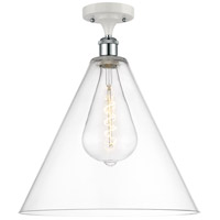 Innovations Lighting 516-1C-WPC-GBC-162 Ballston Cone 1 Light 16 inch White and Polished Chrome Semi-Flush Mount Ceiling Light in Clear Glass thumb