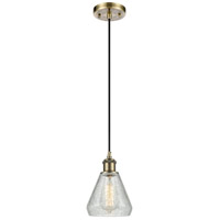 Innovations Lighting 516-1P-AB-G275-LED Ballston Conesus LED 6 inch Antique Brass Mini Pendant Ceiling Light in Clear Crackle Glass, Ballston thumb