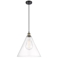Innovations Lighting 516-1P-BAB-GBC-162-LED Ballston Cone LED 16 inch Black Antique Brass and Matte Black Pendant Ceiling Light in Clear Glass thumb