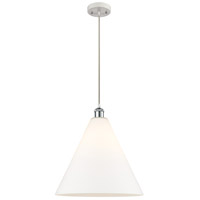 Innovations Lighting 516-1P-WPC-GBC-161 Ballston Cone 1 Light 16 inch White and Polished Chrome Pendant Ceiling Light in Matte White Glass thumb