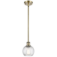 Innovations Lighting 516-1S-AB-G1214-6 Ballston Small Twisted Swirl 1 Light 6 inch Antique Brass Pendant Ceiling Light in Incandescent, Small Athens, Twisted Swirl Glass, Ballston thumb