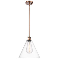 Innovations Lighting 516-1S-AC-GBC-122 Ballston Cone 1 Light 12 inch Antique Copper Mini Pendant Ceiling Light in Clear Glass thumb
