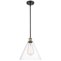 Innovations Lighting 516-1S-BAB-GBC-122-LED Ballston Cone LED 12 inch Black Antique Brass and Matte Black Mini Pendant Ceiling Light in Clear Glass thumb