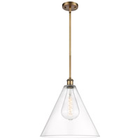 Innovations Lighting 516-1S-BB-GBC-162 Ballston Cone 1 Light 16 inch Brushed Brass Pendant Ceiling Light in Clear Glass thumb