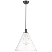 Innovations Lighting 516-1S-OB-GBC-162-LED Ballston Cone LED 16 inch Oil Rubbed Bronze Pendant Ceiling Light in Clear Glass thumb