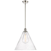 Innovations Lighting 516-1S-PN-GBC-164-LED Ballston Cone LED 16 inch Polished Nickel Pendant Ceiling Light in Seedy Glass thumb