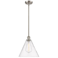 Innovations Lighting 516-1S-SN-GBC-122-LED Ballston Cone LED 12 inch Brushed Satin Nickel Mini Pendant Ceiling Light in Clear Glass thumb