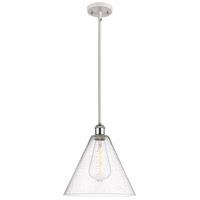 Innovations Lighting 516-1S-WPC-GBC-124 Ballston Cone 1 Light 12 inch White and Polished Chrome Mini Pendant Ceiling Light in Seedy Glass thumb