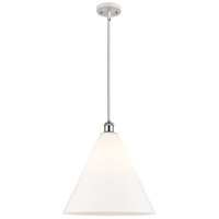 Innovations Lighting 516-1S-WPC-GBC-161 Ballston Cone 1 Light 16 inch White and Polished Chrome Pendant Ceiling Light in Matte White Glass thumb