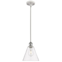 Innovations Lighting 516-1S-WPC-GBC-82-LED Ballston Cone LED 8 inch White and Polished Chrome Mini Pendant Ceiling Light in Clear Glass thumb
