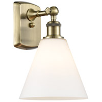 Innovations Lighting 516-1W-AB-GBC-81-LED Ballston Cone LED 8 inch Antique Brass Sconce Wall Light in Matte White Glass thumb
