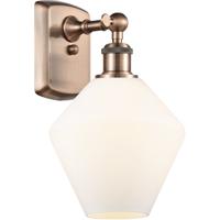 Innovations Lighting 516-1W-AC-G651-8-LED Ballston Cindyrella LED 8 inch Antique Copper Sconce Wall Light in Matte White Glass thumb
