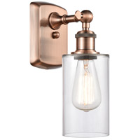 Innovations Lighting 516-1W-AC-G802-LED Ballston Clymer LED 4 inch Antique Copper Sconce Wall Light in Clear Glass, Ballston thumb