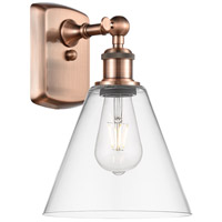 Innovations Lighting 516-1W-AC-GBC-82 Ballston Cone 1 Light 8 inch Antique Copper Sconce Wall Light in Clear Glass thumb