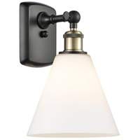 Innovations Lighting 516-1W-BAB-GBC-81 Ballston Cone 1 Light 8 inch Black Antique Brass and Matte Black Sconce Wall Light in Matte White Glass thumb
