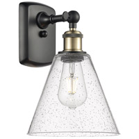 Innovations Lighting 516-1W-BAB-GBC-84-LED Ballston Cone LED 8 inch Black Antique Brass and Matte Black Sconce Wall Light in Seedy Glass thumb