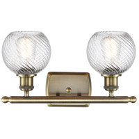 Innovations Lighting 516-2W-AB-G1214-6 Ballston Small Twisted Swirl 2 Light 16 inch Antique Brass Bath Vanity Light Wall Light in Incandescent, Small Athens, Twisted Swirl Glass, Ballston 516-2W-AB-G1214-6_2.jpg thumb