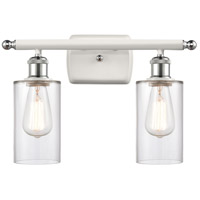Innovations Lighting 516-2W-WPC-G802 Ballston Clymer 2 Light 16 inch White and Polished Chrome Bath Vanity Light Wall Light in Clear Glass, Ballston thumb
