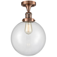 Innovations Lighting 517-1CH-AC-G202-10 Franklin Restoration X-Large Beacon 1 Light 10 inch Antique Copper Semi-Flush Mount Ceiling Light in Clear Glass, Franklin Restoration photo thumbnail