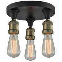 Innovations Lighting 562NH-3C-BAB-LED Bare Bulb LED 10 inch Black Antique Brass Semi-Flush Mount Ceiling Light thumb
