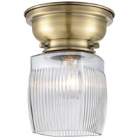 Innovations Lighting 623-1F-AB-G302 Aditi Colton 1 Light 6 inch Antique Brass Flush Mount Ceiling Light in Incandescent, Clear Halophane Glass, Aditi photo thumbnail