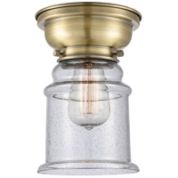 Innovations Lighting 623-1F-AB-G184-LED Aditi Canton LED 6 inch Antique Brass Flush Mount Ceiling Light in Seedy Glass, Aditi thumb