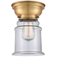 Innovations Lighting 623-1F-BB-G182-LED Aditi Canton LED 6 inch Brushed Brass Flush Mount Ceiling Light in Clear Glass, Aditi thumb