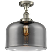 Innovations Lighting 916-1C-WPC-G73-L-LED Ballston X-Large Bell LED 8 inch White and Polished Chrome Semi-Flush Mount Ceiling Light in Plated Smoke Glass photo thumbnail