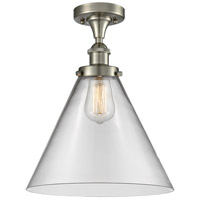 Innovations Lighting 916-1C-SN-G42-L Ballston X-Large Cone 1 Light 8 inch Brushed Satin Nickel Semi-Flush Mount Ceiling Light in Clear Glass thumb