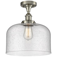 Innovations Lighting 916-1C-WPC-G74-L Ballston X-Large Bell 1 Light 8 inch White and Polished Chrome Semi-Flush Mount Ceiling Light in Seedy Glass thumb