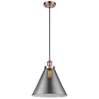 Innovations Lighting 916-1P-AC-G43-L Ballston X-Large Cone 1 Light 8 inch Antique Copper Mini Pendant Ceiling Light in Plated Smoke Glass thumb