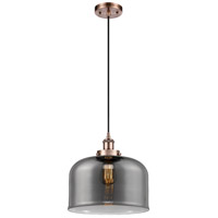 Innovations Lighting 916-1P-AC-G73-L Ballston X-Large Bell 1 Light 12 inch Antique Copper Mini Pendant Ceiling Light in Plated Smoke Glass thumb