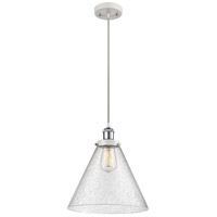 Innovations Lighting 916-1P-WPC-G44-L-LED Ballston X-Large Cone LED 8 inch White and Polished Chrome Mini Pendant Ceiling Light in Seedy Glass thumb