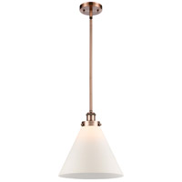 Innovations Lighting 916-1S-AC-G41-L-LED Ballston X-Large Cone LED 8 inch Antique Copper Pendant Ceiling Light in Matte White Glass thumb