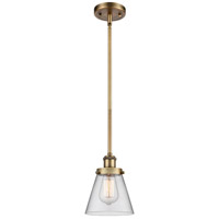 Innovations Lighting 916-1S-BB-G62 Ballston Small Cone 1 Light 6 inch Brushed Brass Pendant Ceiling Light in Clear Glass thumb