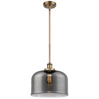 Innovations Lighting 916-1S-BB-G73-L-LED Ballston X-Large Bell LED 8 inch Brushed Brass Pendant Ceiling Light in Plated Smoke Glass thumb