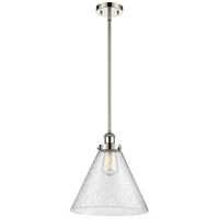 Innovations Lighting 916-1S-PC-G44-L-LED Ballston X-Large Cone LED 8 inch Polished Chrome Pendant Ceiling Light in Seedy Glass thumb
