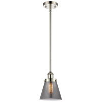 Innovations Lighting 916-1S-PN-G63-LED Ballston Small Cone LED 6 inch Polished Nickel Pendant Ceiling Light in Plated Smoke Glass thumb