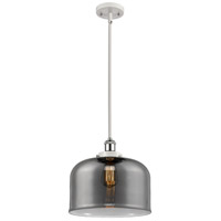 Innovations Lighting 916-1S-WPC-G73-L Ballston X-Large Bell 1 Light 8 inch White and Polished Chrome Pendant Ceiling Light in Plated Smoke Glass thumb