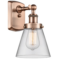 Innovations Lighting 916-1W-AC-G62 Ballston Small Cone 1 Light 6 inch Antique Copper Sconce Wall Light in Clear Glass thumb