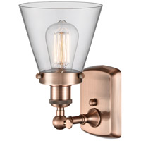 Innovations Lighting 916-1W-AC-G62-LED Ballston Small Cone LED 6 inch Antique Copper Sconce Wall Light in Clear Glass 916-1W-AC-G62_2.jpg thumb