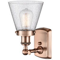 Innovations Lighting 916-1W-AC-G64 Ballston Small Cone 1 Light 6 inch Antique Copper Sconce Wall Light in Seedy Glass 916-1W-AC-G64_2.jpg thumb