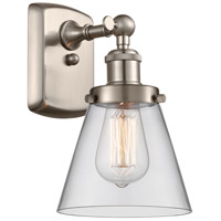 Innovations Lighting 916-1W-SN-G62-LED Ballston Small Cone LED 6 inch Brushed Satin Nickel Sconce Wall Light in Clear Glass, Ballston thumb