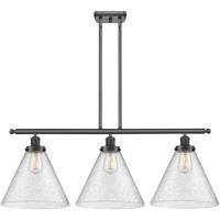 Innovations Lighting 916-3I-OB-G44-L-LED Ballston X-Large Cone LED 36 inch Oil Rubbed Bronze Island Light Ceiling Light in Seedy Glass thumb