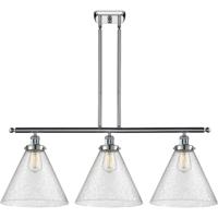 Innovations Lighting 916-3I-PC-G44-L-LED Ballston X-Large Cone LED 36 inch Polished Chrome Island Light Ceiling Light in Seedy Glass thumb